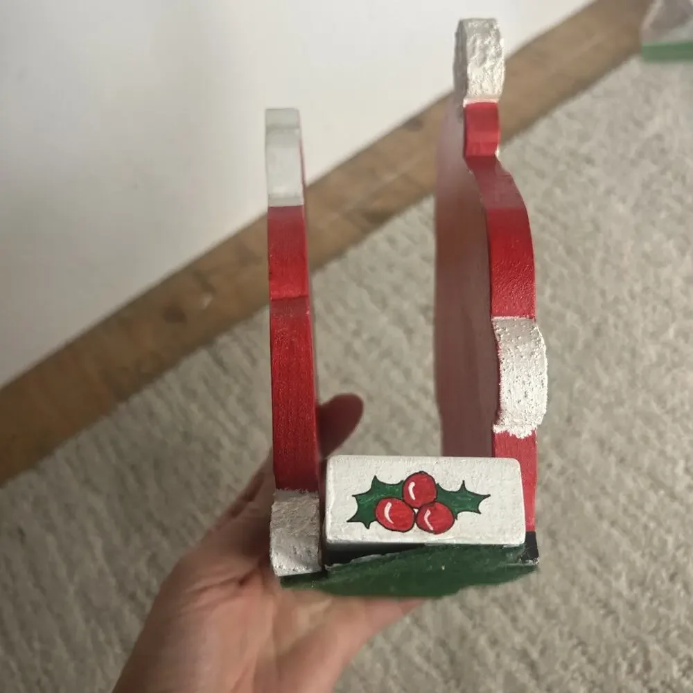 Vintage Hand Painted Wood Christmas Santa Mrs Clause Napkin/Card Holder 7